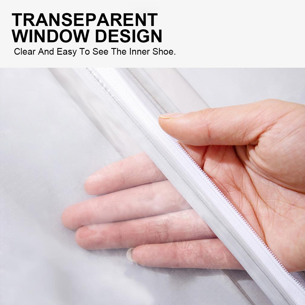 1Pc Portable Waterproof Travel Shoe Bag PVC Storage Bag Pouches Convenient Storage Organizer Shoes Sorting Zipper Dustproof Save Space Tote
