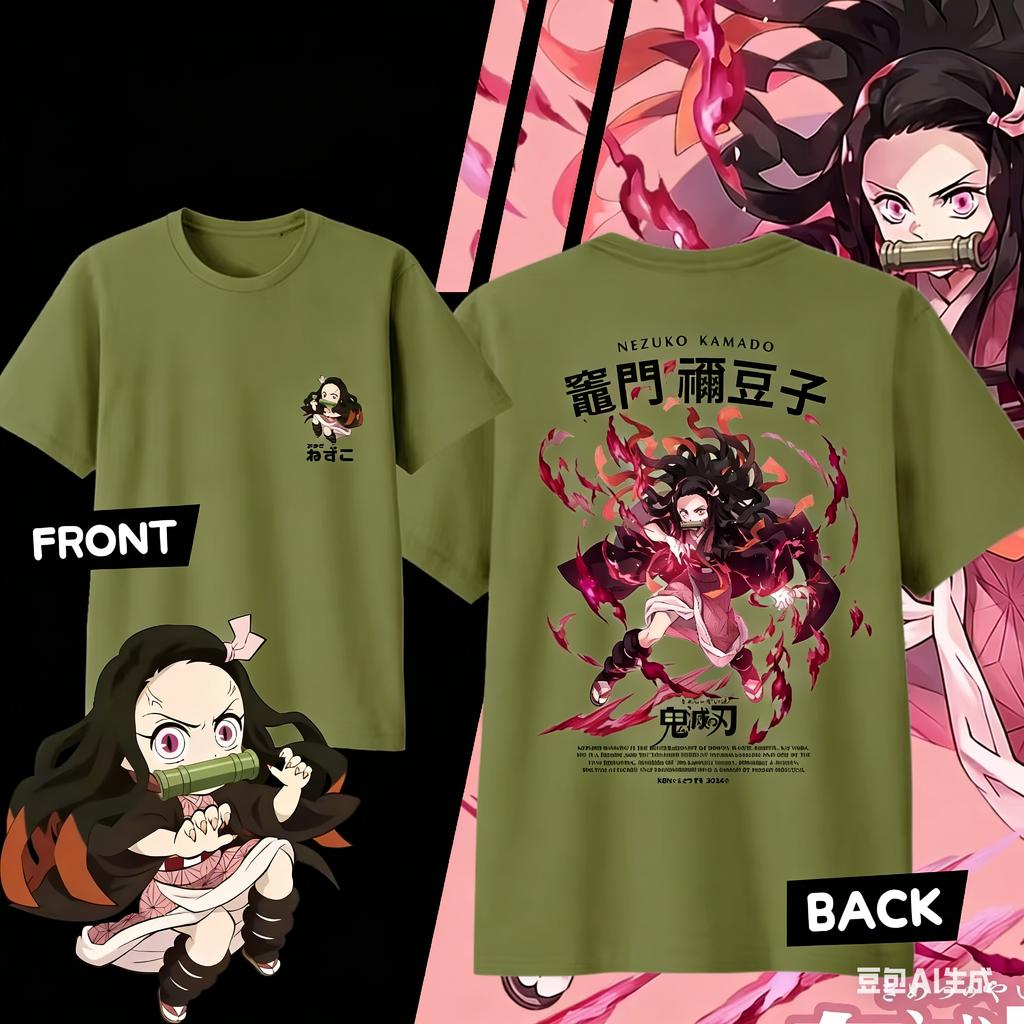 Demon Slayer Kamado Nezuko Pure Cotton Tshirt for 2026 Summer KidsUnisexsWomens Fashion Casual Cosplay Short Sleeved Tshirt