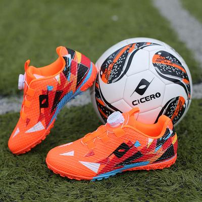 Rotary Buckle Football Shoes Breathable Non-slip TF Broken Nails Children and Adolescents Lawn Flat Game Training Shoes