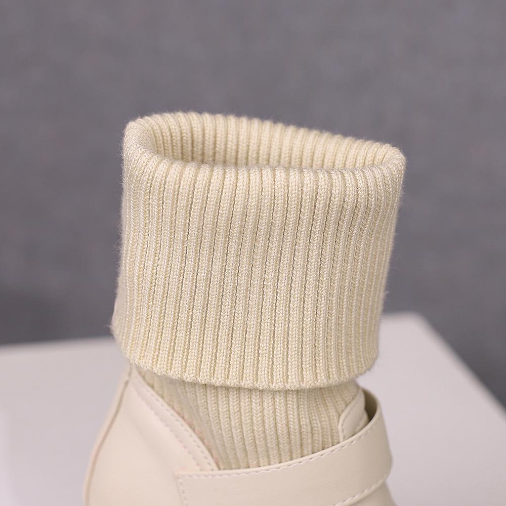 Fashion 2025 Autumn Winter Knitted Short Boots Women New Ankle Socks Shoes Women Fashion Ankle Buckle Slip on High Heels Botas De Mujer