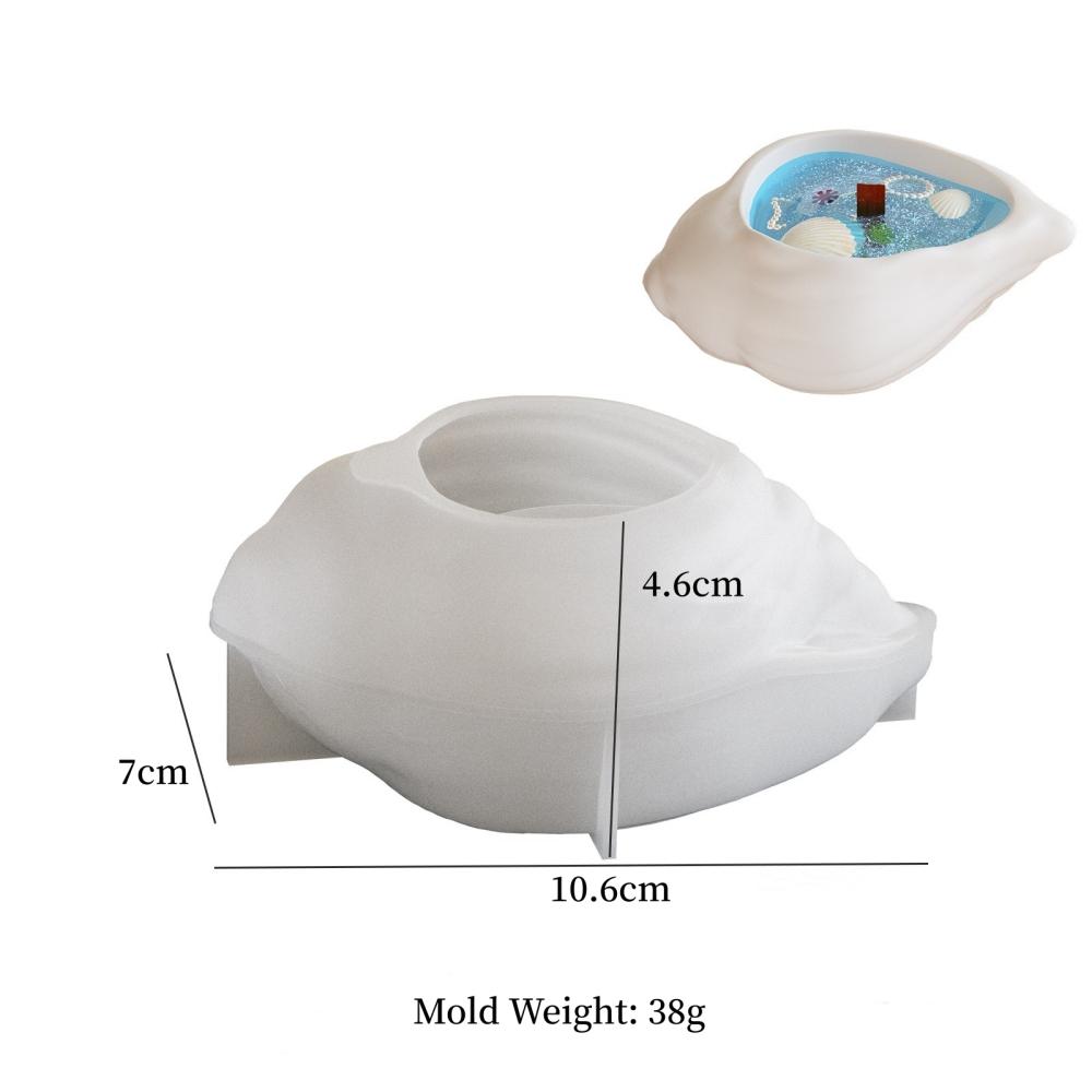 DM1093 Seashell Shape Epoxy Resin Silicone Jewelry Container Gypsum Candle Holder Trinket Storage Mold for DIY Crafts Home Decor