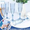 Light Blue Crystal Champagne Flutes - Textured Stemmed Glassware for Wedding, Party & Home Bar