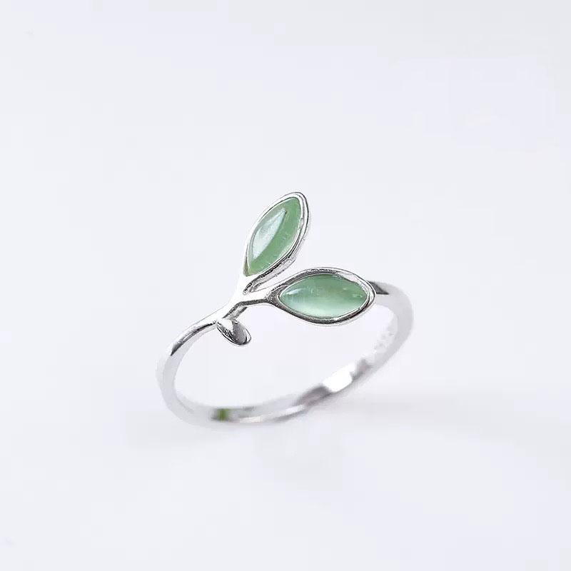 925 Sterling Silver Rings For Women Geometric Fine Jewelry Finger Adjustable Cute Flower Leaf Zirco Ring For Party Birthday Gift