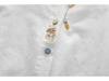 Women's Spring Embroidered Rabbit Radish White Blouse with Long Sleeves