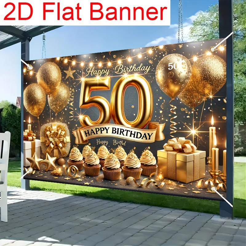 2D flaches Banner 1 Stück 50. Geburtstag Partybanner speziell für die 50. Geburtstagsfeier entworfen