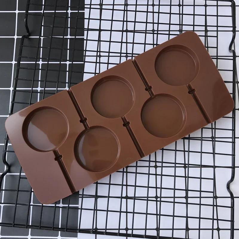5/6 Holes Reusable Silicone Round Lollipop Mold Soap Lollipops Chocolate Decoration Stencil Confectioners Baking Tools Supplies