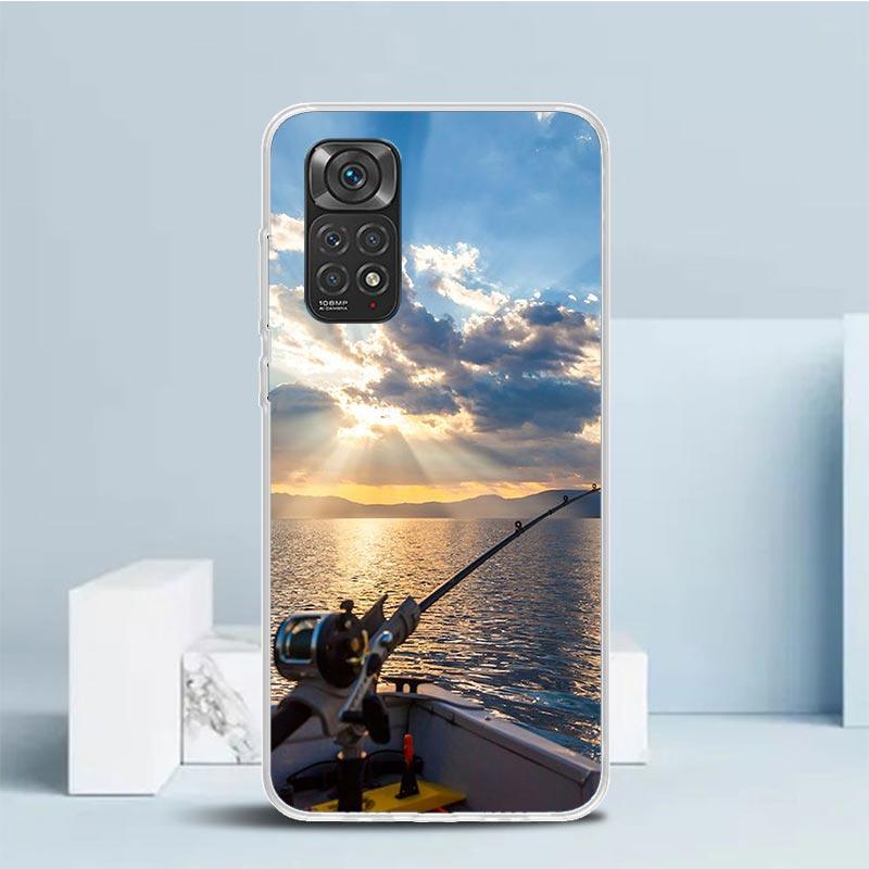 Offshore Angling Fishing Fish Rod Phone Case For Xiaomi Redmi Note 15 14 14S 13 12S 12 Pro Plus 11S 11 11T 11E 10S 10 + Soft TPU