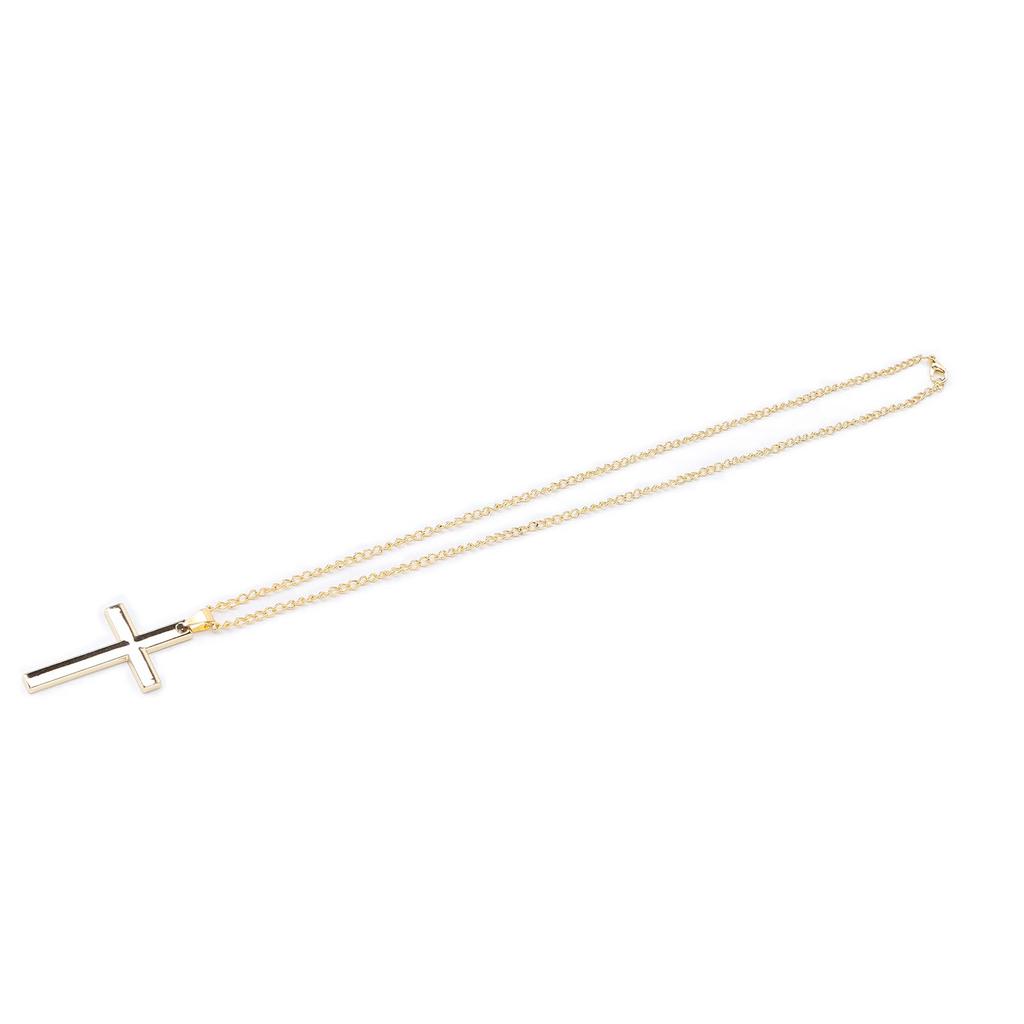 Unisex Temperament Cross Pendant Necklace Jewelry Rood Sweater Alloy Chain Easy MatchingGold