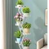Rolling Iron Plant Stand, Heavy Duty Multi-Tier Flower Pot Holder with Wheels, Mobile Floor Standing Plant Shelf for Balcony