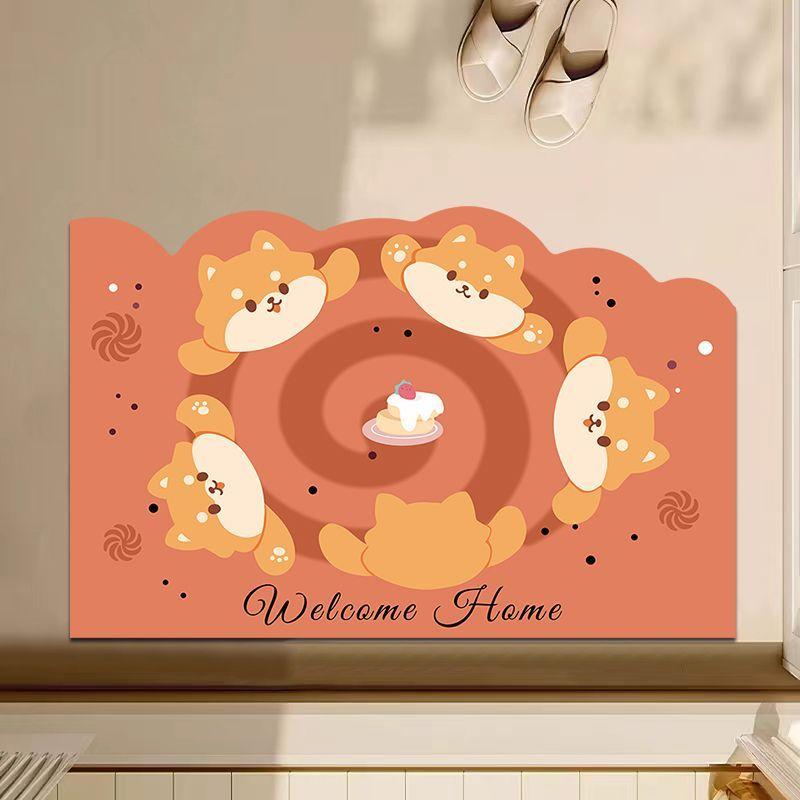 Kieselgur Badezimmer Wasserabsorbierende Schnelltrocknende Fußmatte Haushalt Toilette Cartoon Toilettentür Duschraum Rutschfeste Fußmatte 40X60cm 15.7X23.6in
