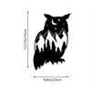 Wrought Iron Black Owl Wall Art Decor Metal Bird Sculpture for Home Living Room Bedroom Garden Outdoor Hanging Ornament
