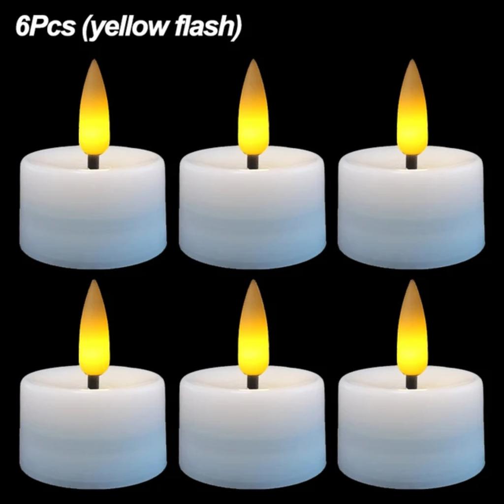 New 6pcs Beautiful Romantic Flameless Flickering LED Tea Lights, Battery Powered Fake Candles for Wedding, Birthday Party Decora