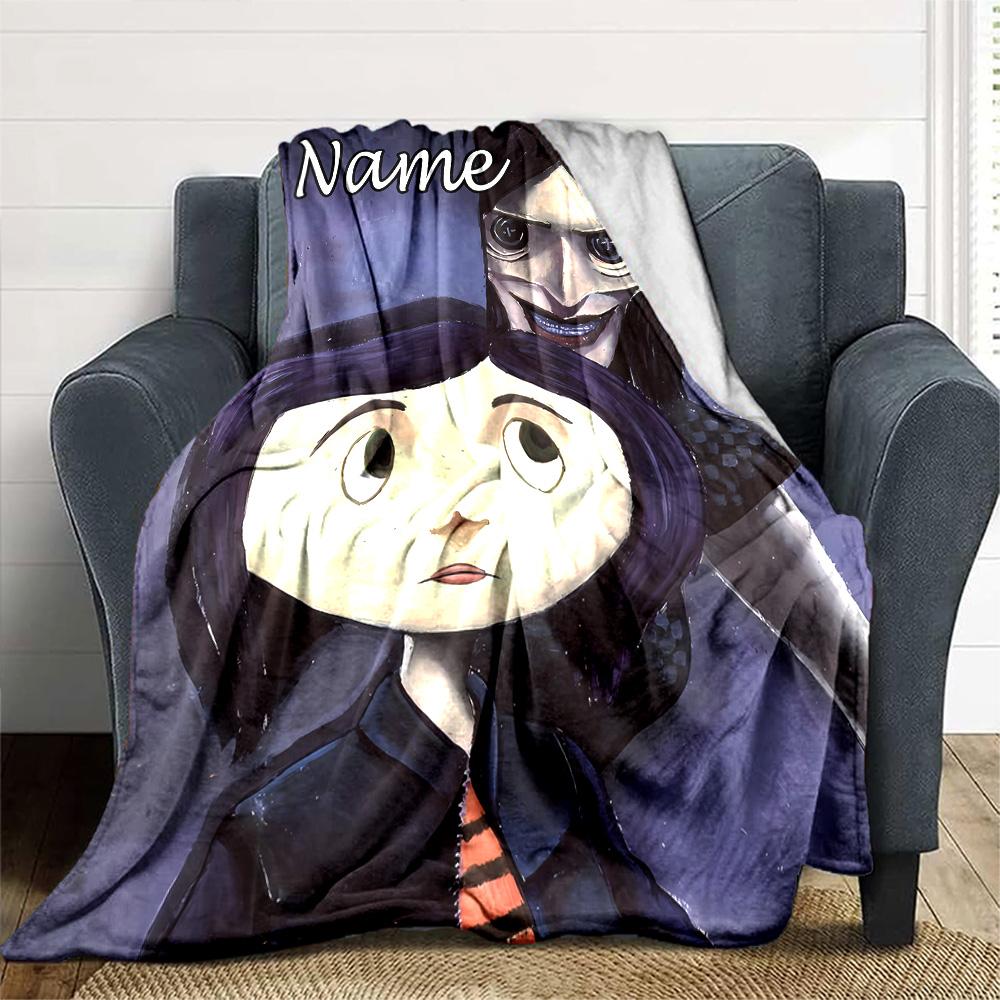Customizable Coraline4 Throw Blanket – Personalized Name, All-Season Cozy Snug Blanket, Machine Washable, Personalized Blanket
