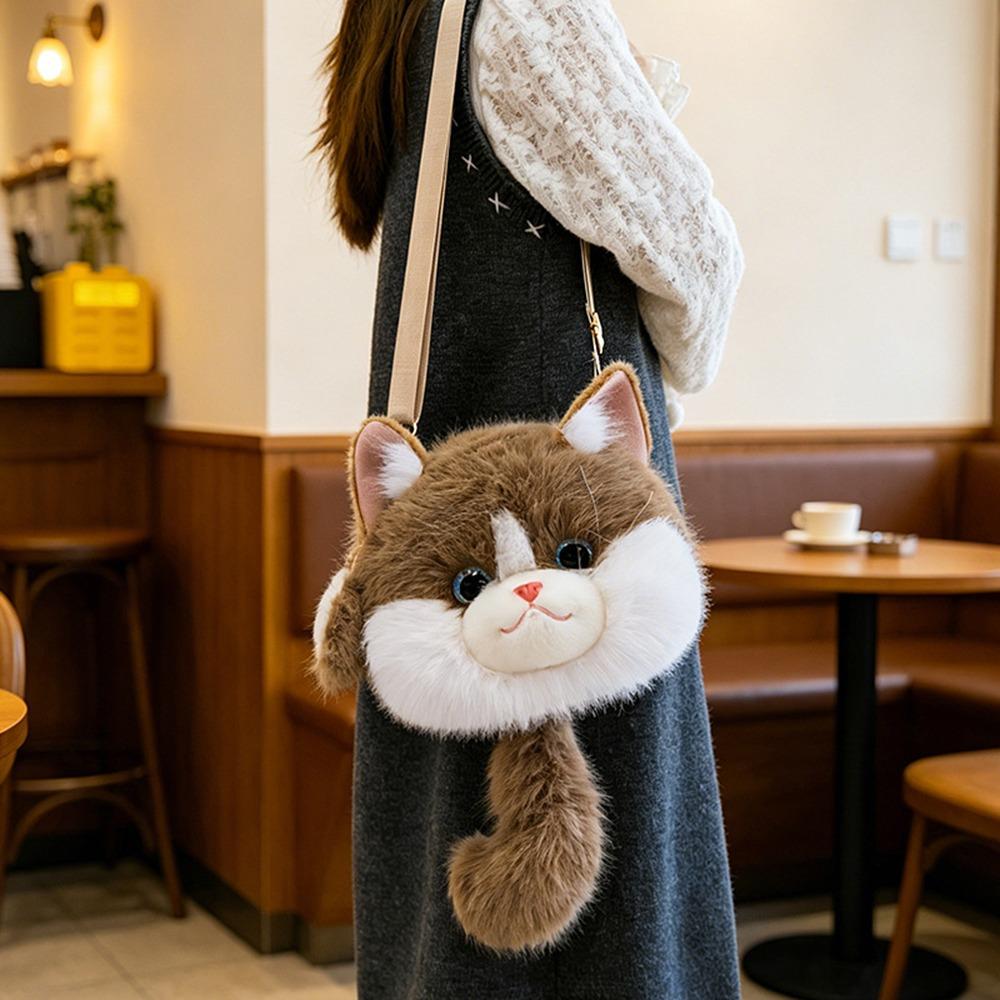 Soft Plush Animal Plush Shoulder Bag Cute Cat Stuffed Animals Bag New School Bags  Daypack