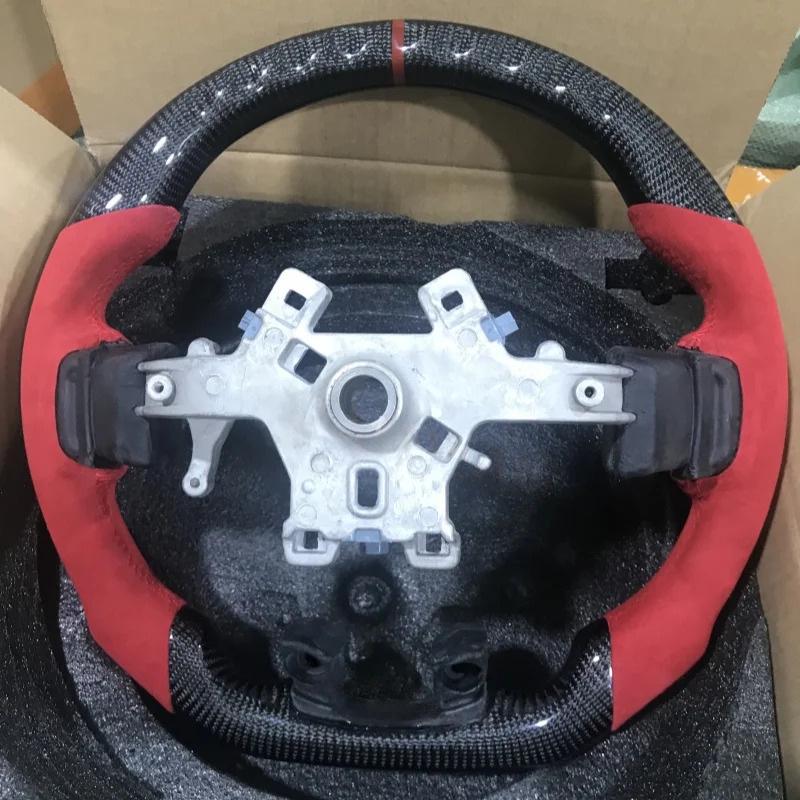 Red Suede & Carbon Fiber Style Steering Wheel for 2013-2018 Dodge Ram