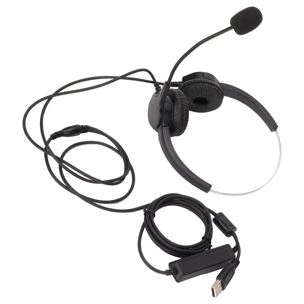 USB Headset Noise Cancelling Wired Call Center Business Headphone with Mic Volume Control for PC
