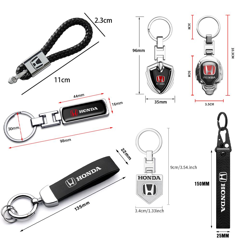 3D Metal Leather Car Emblem Key Chain Keyring Pendants Accessories For Honda Civic 10th 11th Gen Hrv Jazz City Fit 7 Crv Odyssey IP8