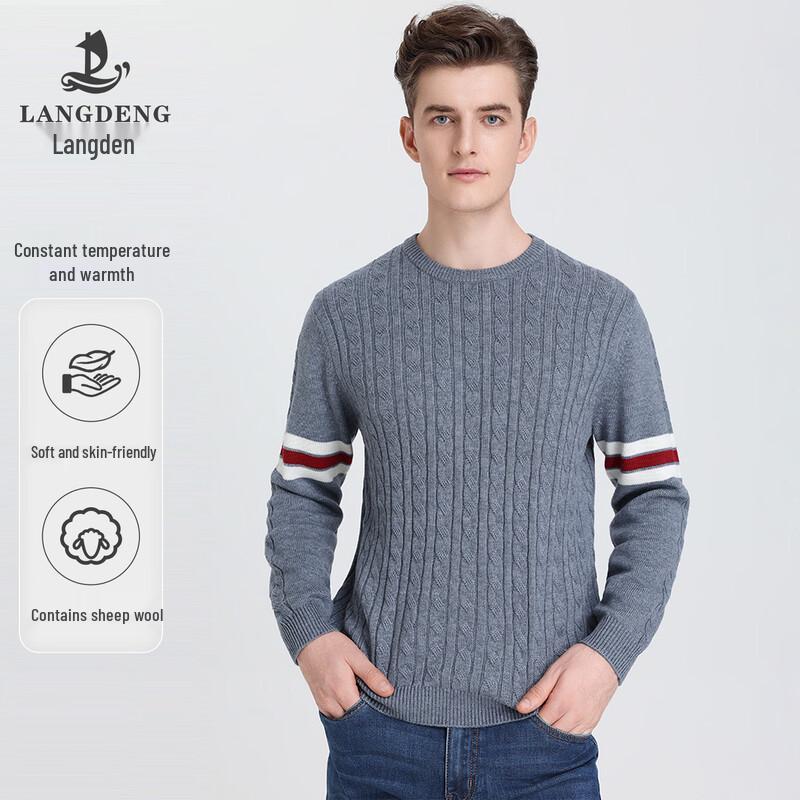 Langdeng Men s Classic Winter Cable Knit Pullover Sweater M
