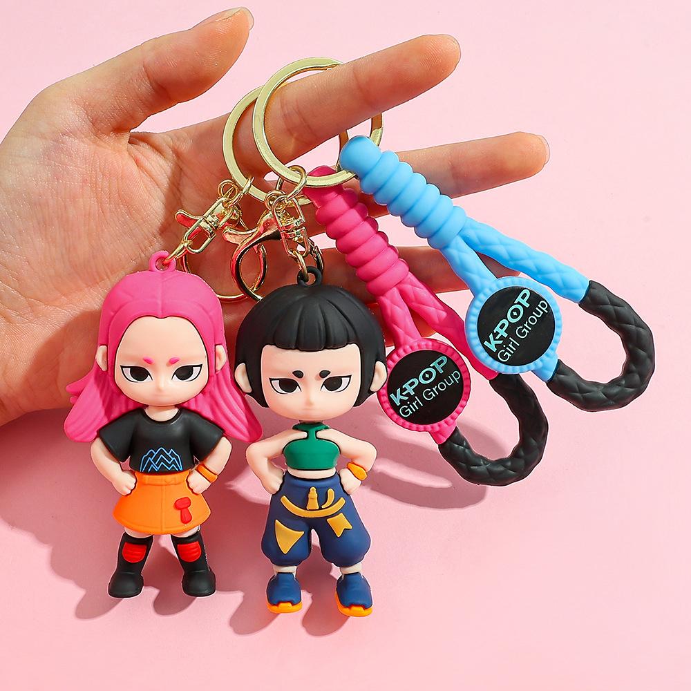 Creative Kpop Demon Hunters Little Tiger Keychain Pendant Cartoon Anime Monster Hunt Girl Key Ring Bag Hanging Decoration Gift