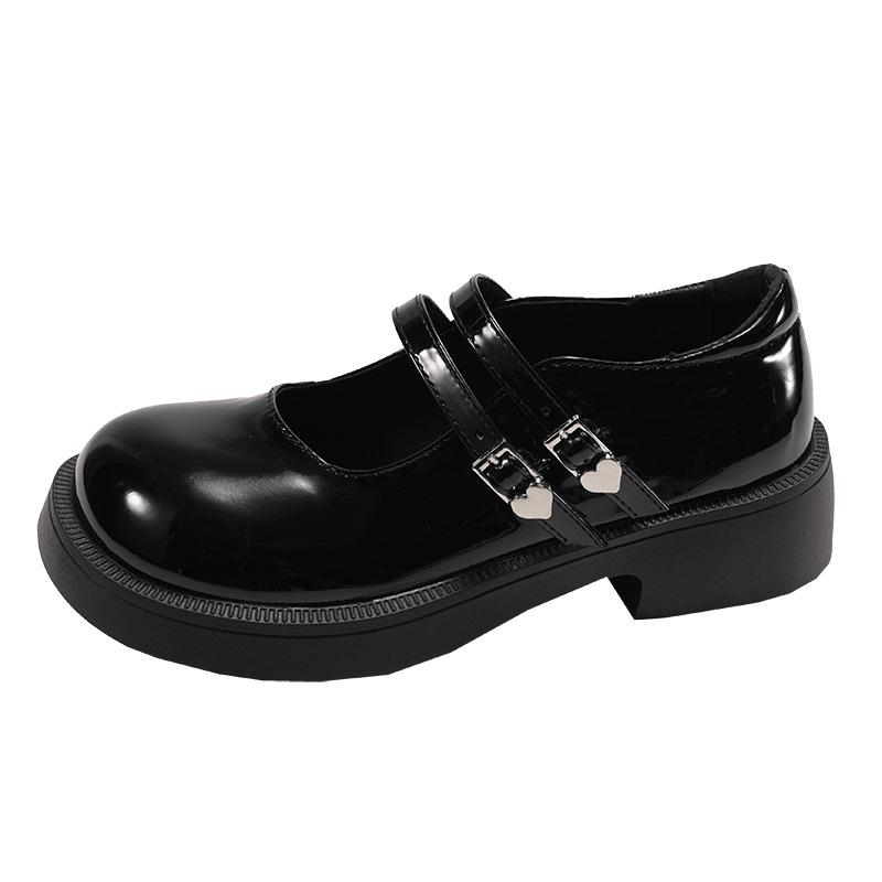 Fashion versatile black British style thick heel platform small leather shoes women's 2025 new spring and autumn French Mary Jane single shoes