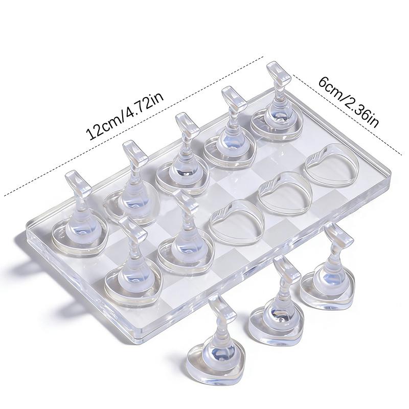 Non-Magnetic Acrylic Cartoon Bear Love Shape Nail Stand False For Cat Eye Gel Press On Nails Display Stand Tips Holder