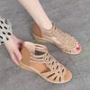 Soft Leather Roman Sandals for Women 2025 Summer New Soft Sole Women's Peep Toe Wedge Sandals Fashion Casual Mom's Shoes Ladies