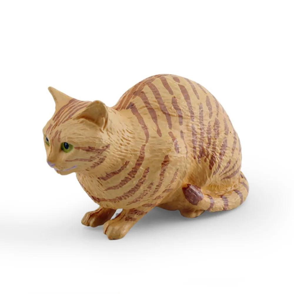 Solid Simulation Animal Model Lying Orange Cat Figurine Cute Desktop Decoration Mini Pet Cat Model Ornament