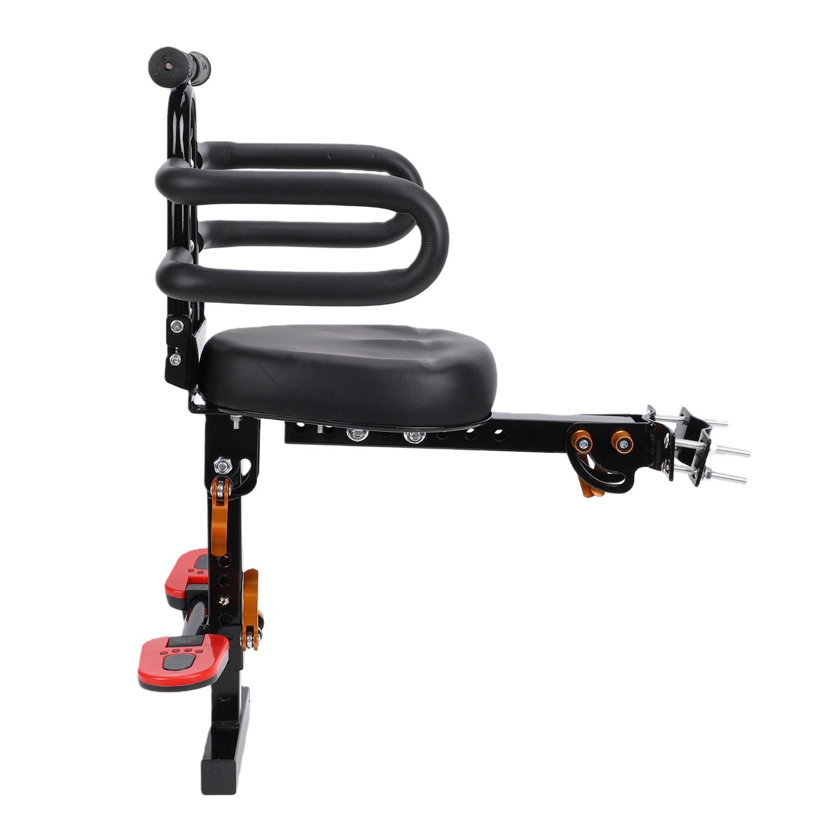 Kinderzitje voor Elektrische Scooter Voorop Gemonteerd Afneembaar Scooter Kinderzitje met Schokabsorberende Pedaal Beschermbeugel black
