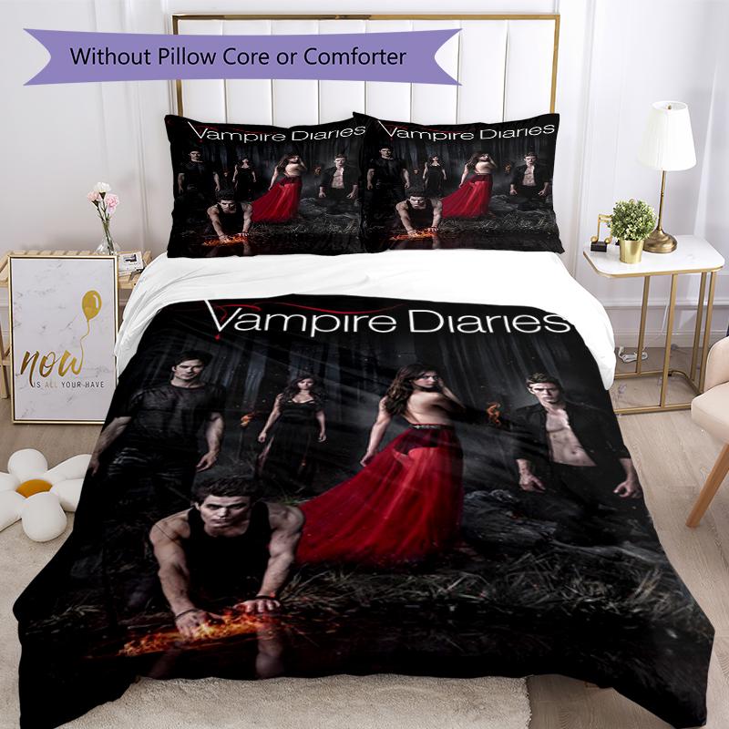 3pcs Vampire Diaries Bedding Set Duvet Cover Closure Includes 1 Duvet Cover & 2 Pillowcases, Soft and Comfortable for All Seasons.