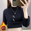 Thick Velvet All-in-one Sweater for Women New Autumn and Winter Knitted Bottoming Shirt Half Turtleneck Top