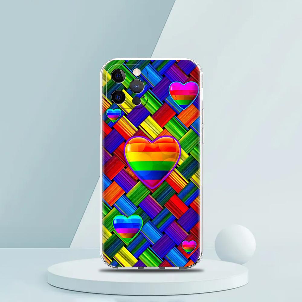 Gay Lesbian LGBT Rainbow Pride ART Phone Case for iPhone 16 15 14 13 12 Pro Max Transparent Soft for iPhone 11 Pro Max 7 8 Plus