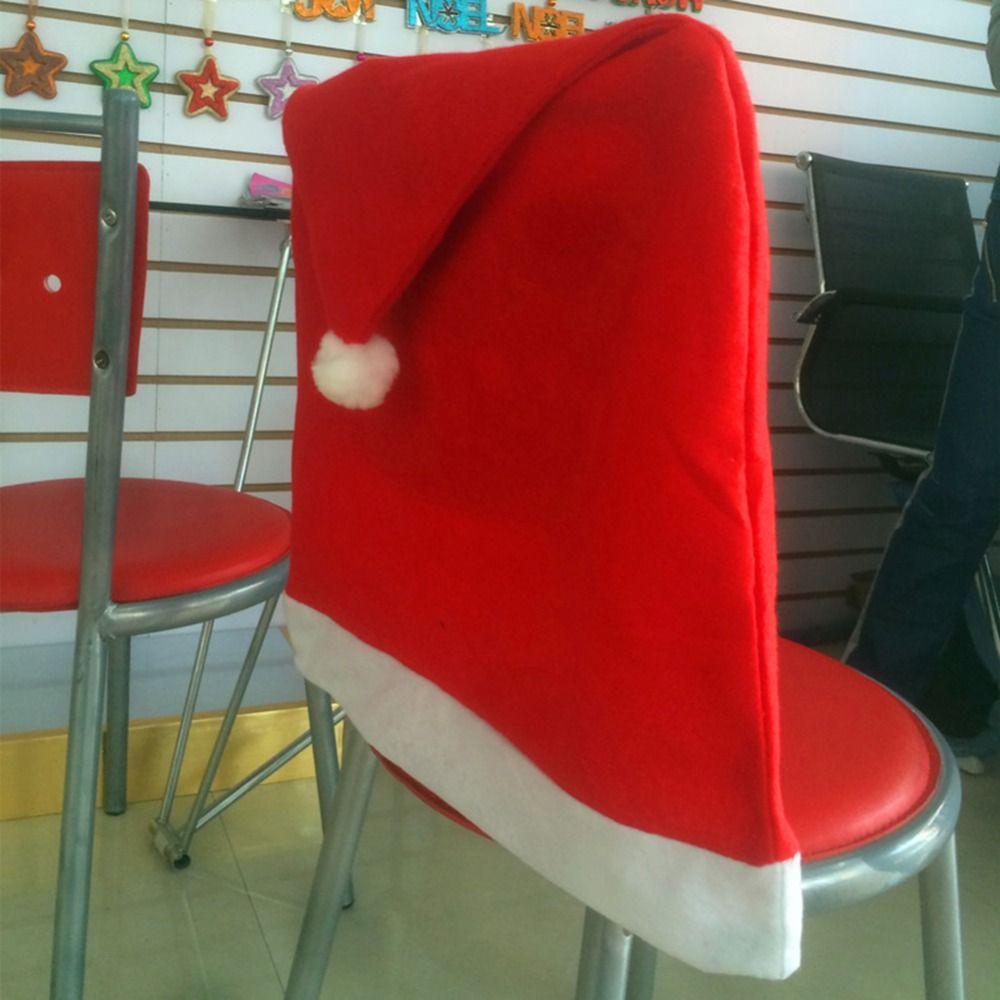 4pcs Soft Xmas Dinner Chair Seat Cover Solid Christmas Table Decor  Dress-up Props
