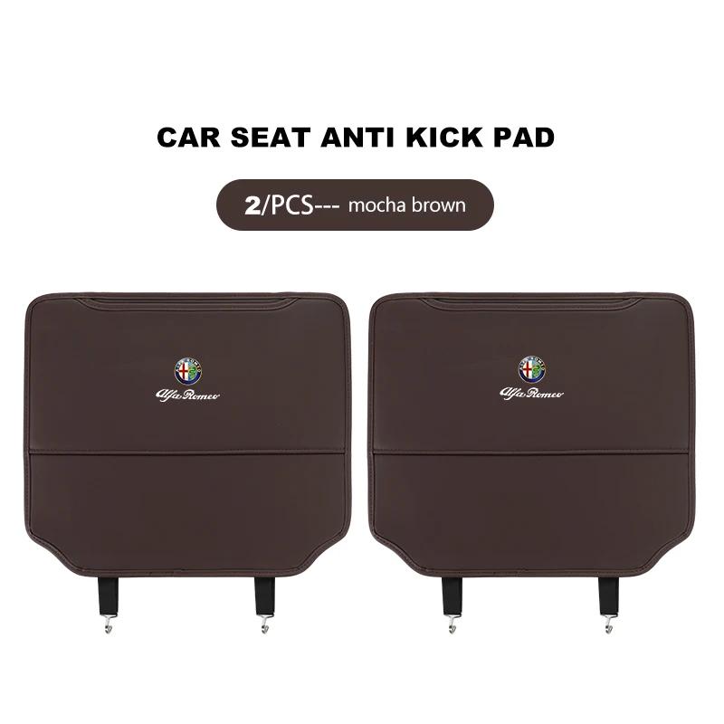 2pcs Leather Car Seat Anti Kick Pad Seat Back Protector Mats For Alfa Romeo Giulia 147 Mito 156 159 166 GT Stelvio Brera Volante