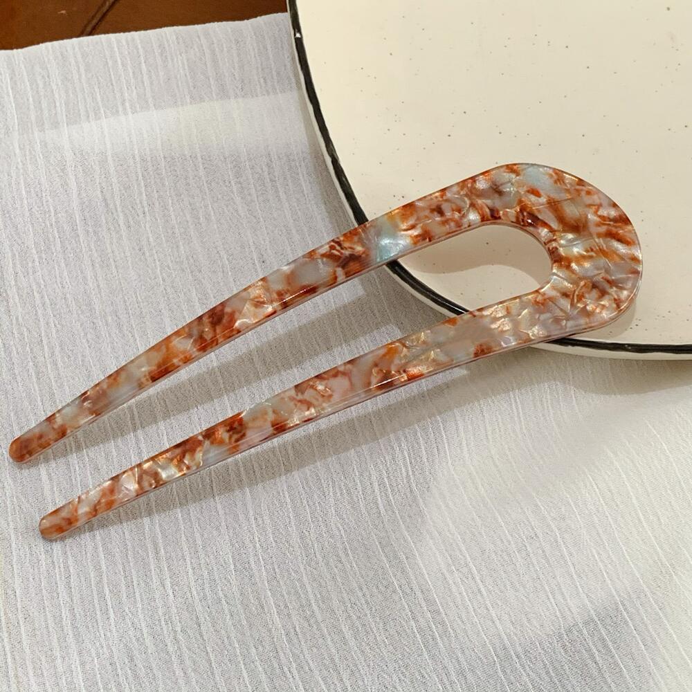 Simple Leopard Print Acetate Geometric U-shaped for Women's Hair Clip Elegant Retro Chinese Coiled Hair Accessory Hairpin