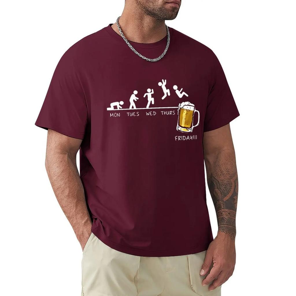 Friday Beer Drinking Men T Shirt Time Schedule Funny Monday Tuesday Wednesday Thursday Digital Print Cotton T-Shirt