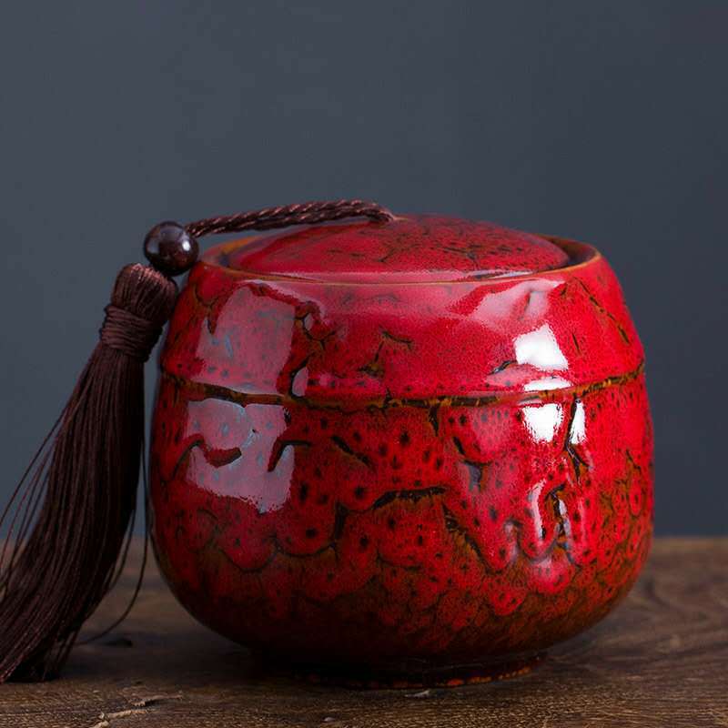 Creative Ceramic Small Tea Pot Kiln Turned Vintage Storage Candy Jar Portable Tea Set Accessories Medicine Powder Food Container