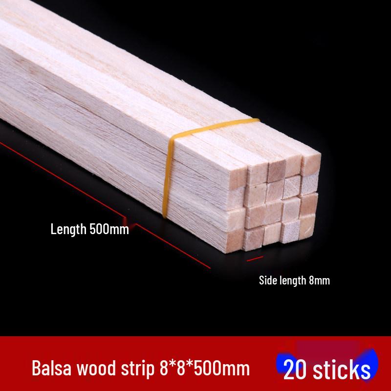 DIY Handmade Balsa Wood Round Rods and Strips for Model Building and Aircraft Model Kits