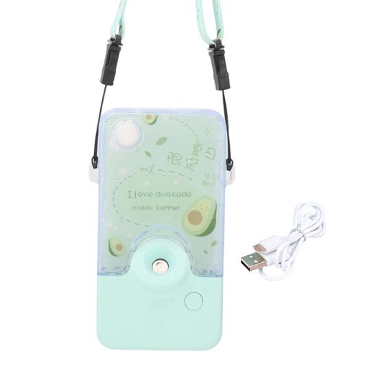 

Facial Mister Portable Hanging Neck Face Mister with 60ml Water Tank Summer Cool Mist Sprayer for Face Hydrating мятный зеленый