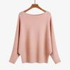 Autumn Batwing Long Sleeve Knitted Sweater Casual Slash Neck Solid Warm Pullover Fashion 18 Colors Loose Jumpers Tops