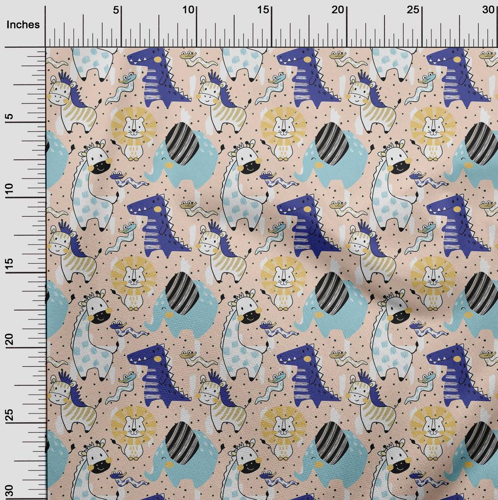 oneOone Cotton Flex Amethyst Fabric Kids Cutie Animal Sewing Material Print Fabric by The Yard 40 Inch