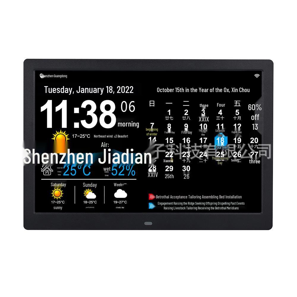 5,8G WiFi Intelligenter Wetter- & Mondkalender mit Temperaturanzeige und Mobiler Bildschirmsynchronisierung, 13-15 Zoll