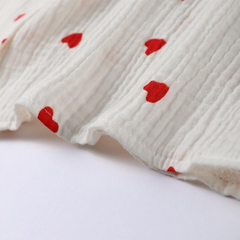 Baumwolle Pyjamas mit Liebesdruck für Damen, einreihig, mit Tasche, Neu in der Damennachtwäsche 2025, Frühling/Herbst, Revers, lange Ärmel, Damenkleidung