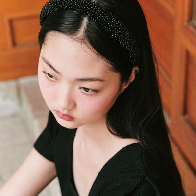 GANISONG Bridal Audrey Pearl Hairband_black