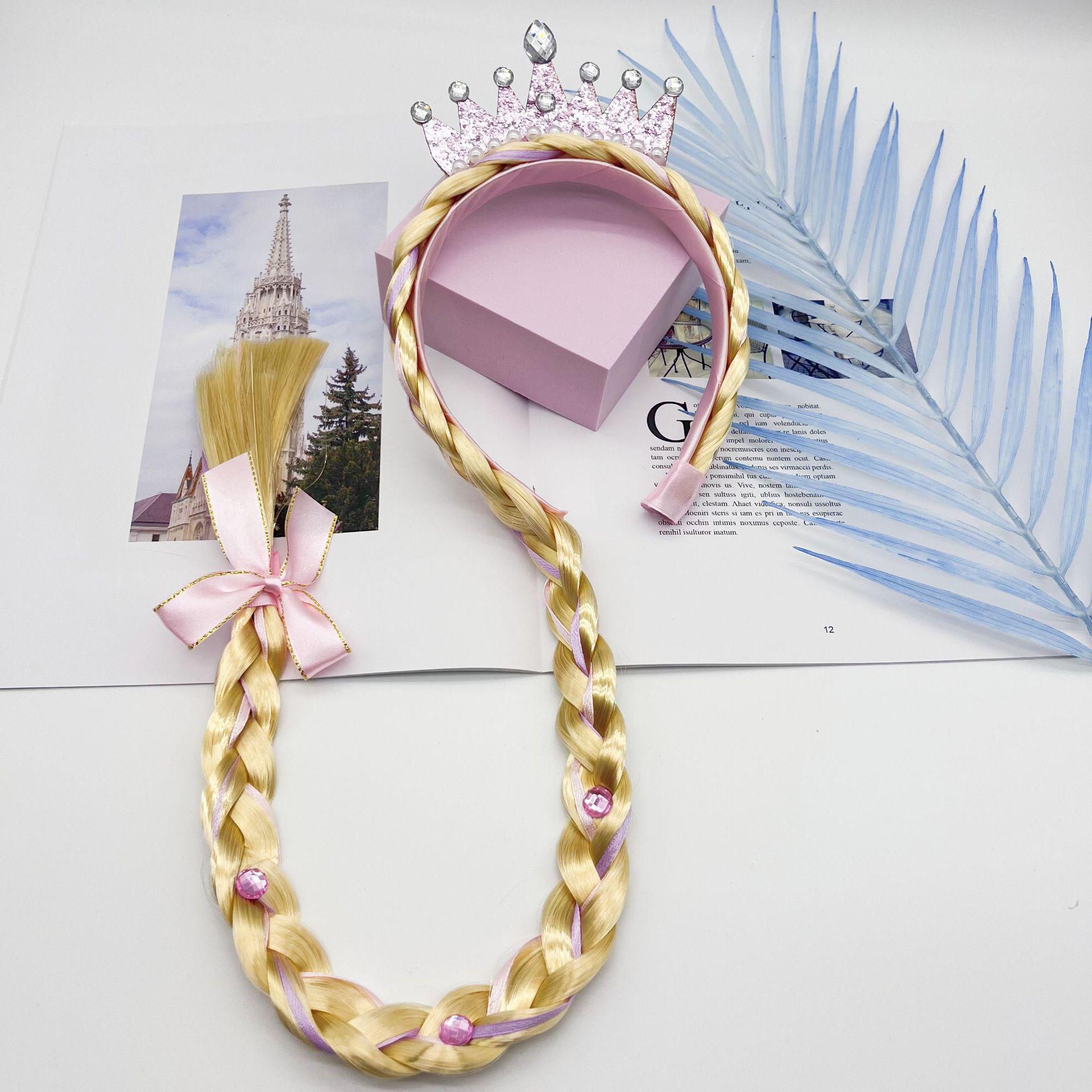 Frozen Elsa Princess Crown Headdress Wig for Girls One Size