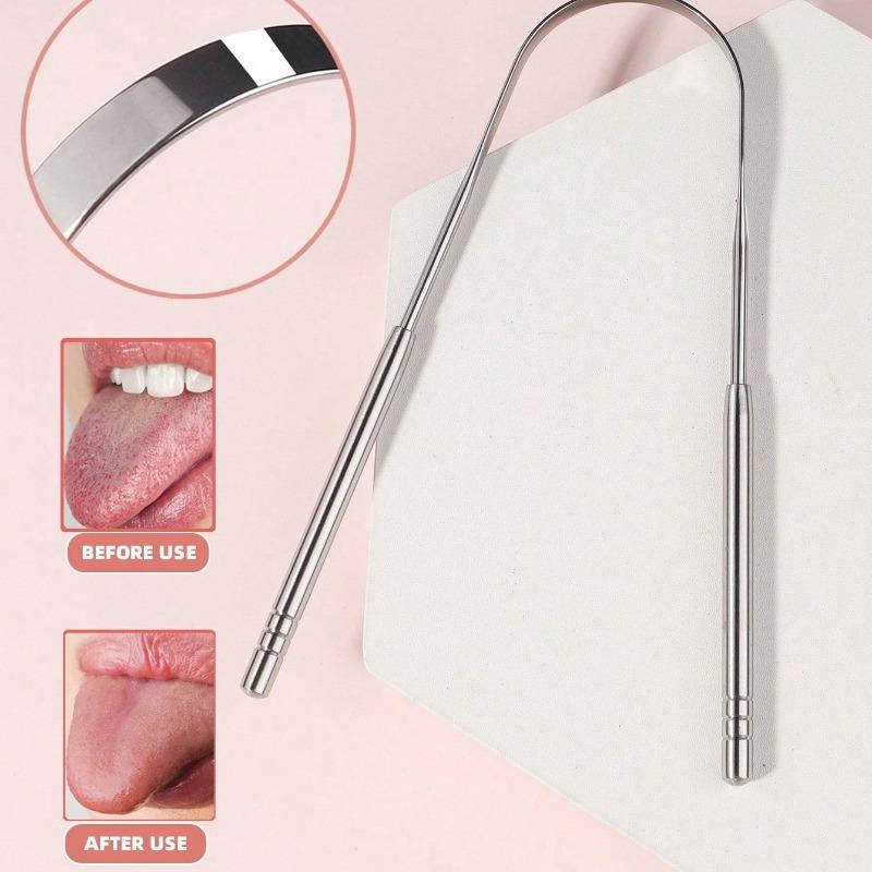 Stainless Steel Tongue Scraper Oral Cleaning Tool Professional Tongue Coating Remover Reusable Fresh Breath Hygiene Gadget