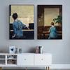 Vintage Play Piano Girls Aesthetic Canvas Painting Posters and Prints Wall Art Picture For Living Room Decoration