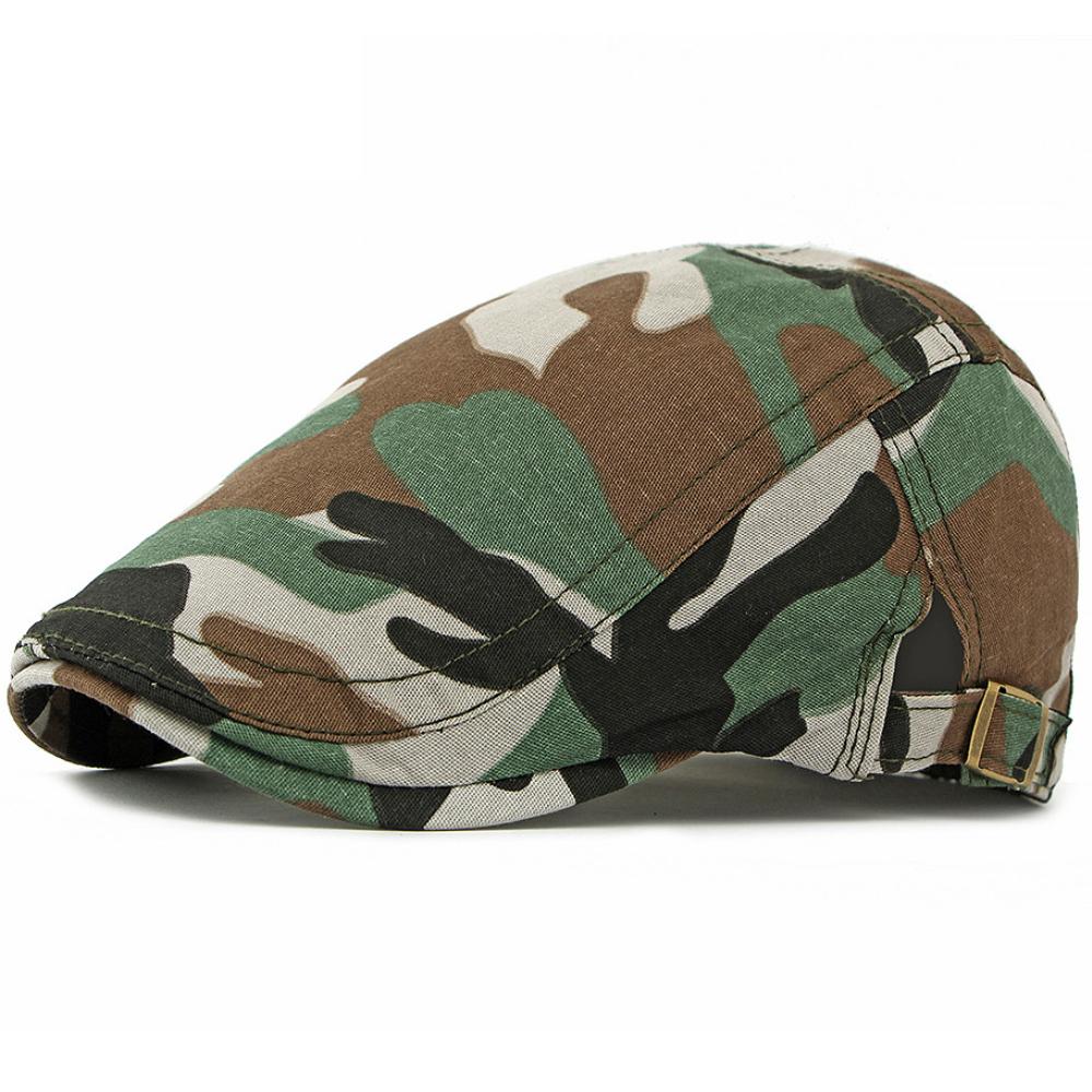 HT4837 Mens Berets Women Spring Summer Sun Cap Artist Painter Beret Hat Male Female Adjustable Ivy Flat Cap Camouflage Beret Cap