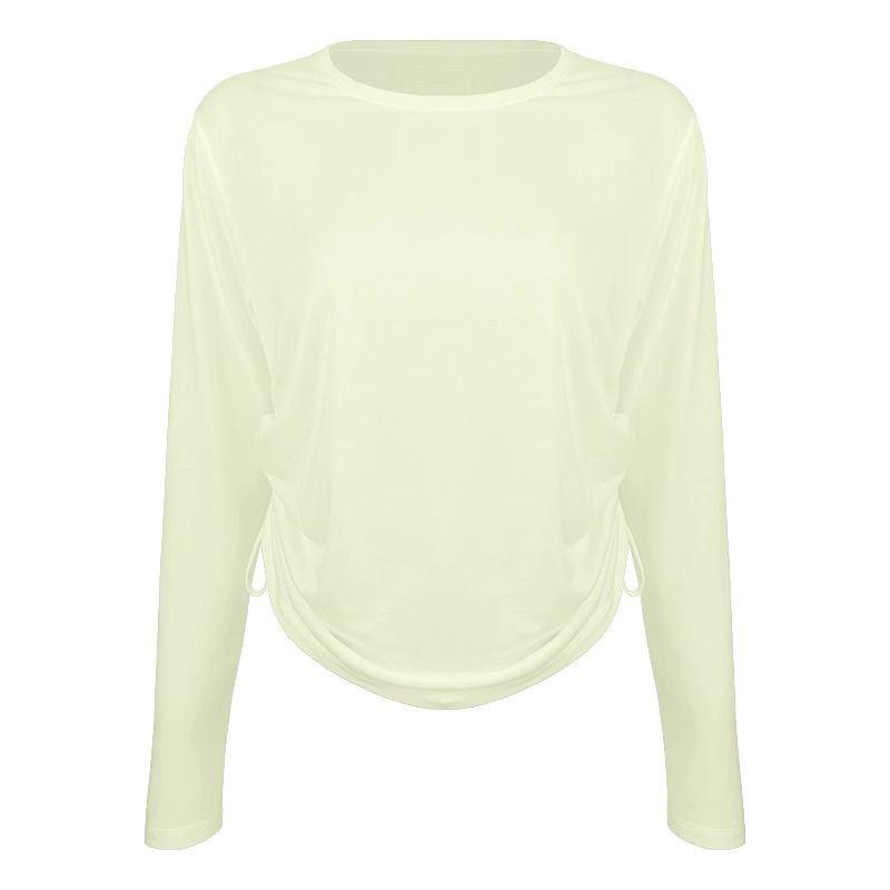 

2025 Yoga Clothes Top Cover up Women Quick-Drying Breathable Sports T-shirt Breathable Quick-Drying Drawstring Long sleeve Fitness Running Dew grass green L