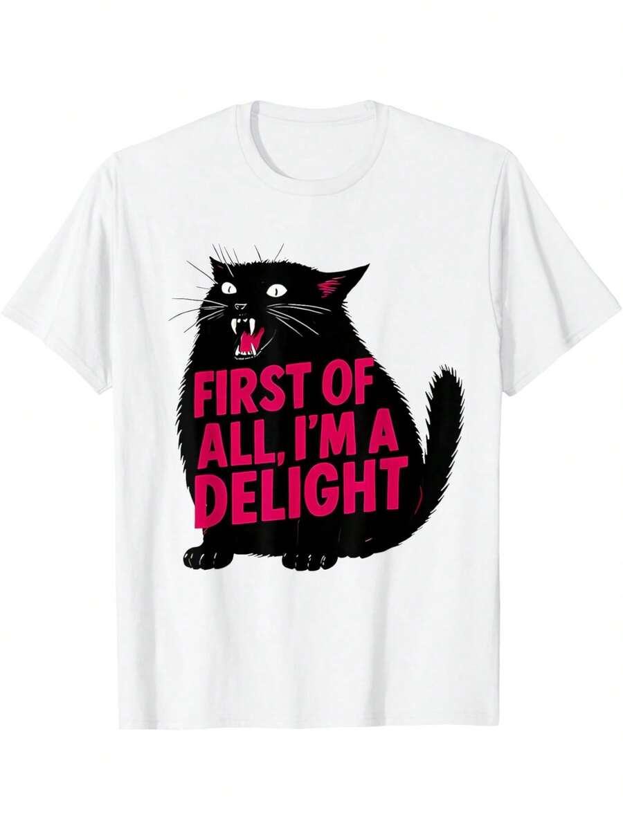 

Roaring Black Cat Graphic Tee, Bold Feline Design, Comfort Fit Casual Shirt 5XL різнокольоровий