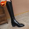 Fashion Warm Elegant Heeled Pointed Toe Knee High Shaft Shoes Woman Demi-season Waterproof New in Comfortable Pu 39 Long Boots for Women